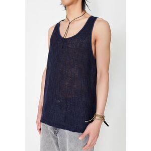 OUR LEGACY Mens Shirt Size 54 Navy Pullover Tank Top Linen Blend Singlet $320